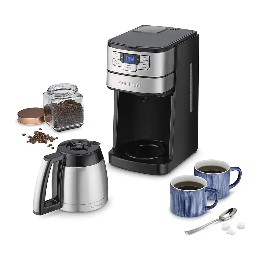Cafetera de 10 tazas con molinillo, máquina de goteo programable automática, jarra de vidrio, máquina de café expreso de 1025W, uso doméstico