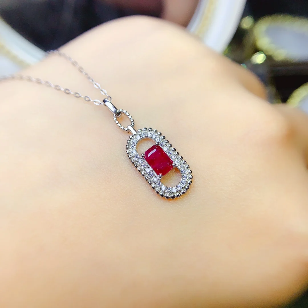 

Natural Ruby Pendant, 925 Silver Certified, 4x6mm gemstone, holiday gift for girls, free product shipping