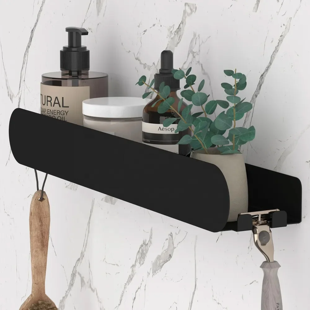 

Современная настенная полка, угловая стойка из нержавеющей стали 304, настенная матовая черная, экономия места для ванной комнаты