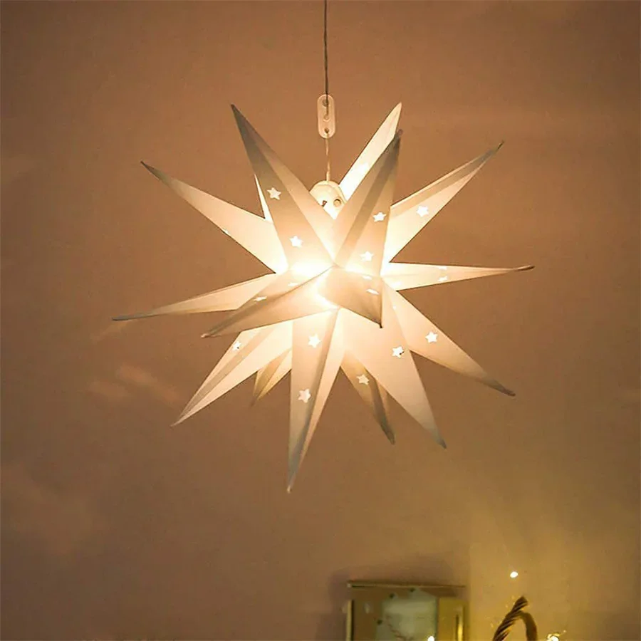35/58CM Large 3D Moravian Star Light Christmas Tree Topper Star Hanging Garland Light Outdoor Party Xmas Holiday Star Light