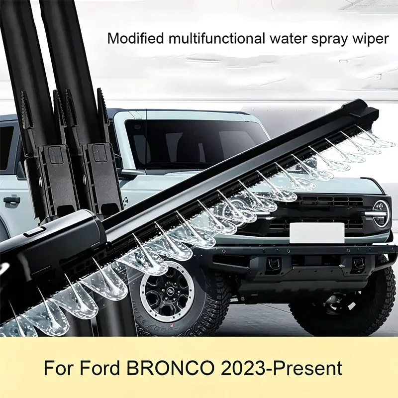 

For Ford BRONC 2023-Present Car Custom Wet Arm Frameless Wiper Blades Upgrade Windshield Water Spray Cleaning Auto Accessories