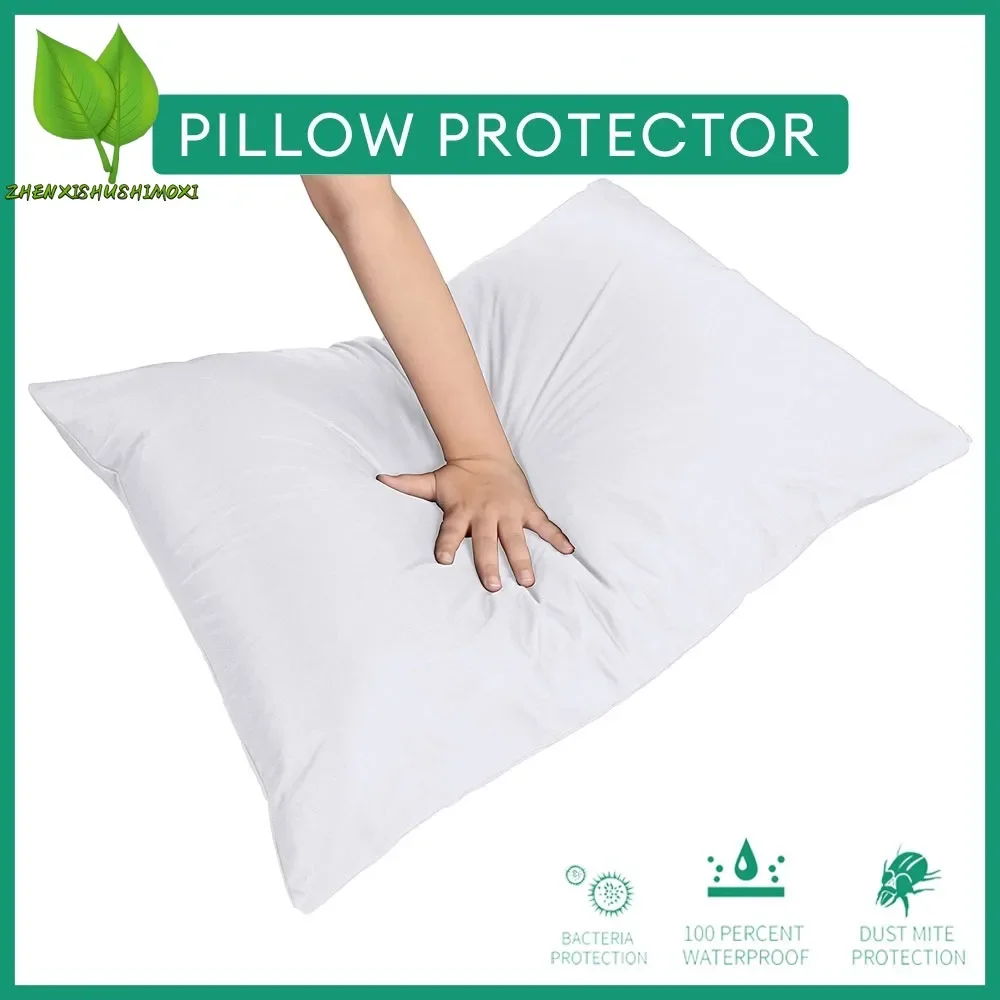 Smooth Waterproof Pillow Cover for Pillow Case Protector Allergy Pillow Case Anti Mites BedBug Proof Zipper All Sizes 1PC