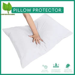 Smooth Waterproof Pillow Cover for Pillow Case Protector Allergy Pillow Case Anti Mites BedBug Proof Zipper All Sizes 1PC