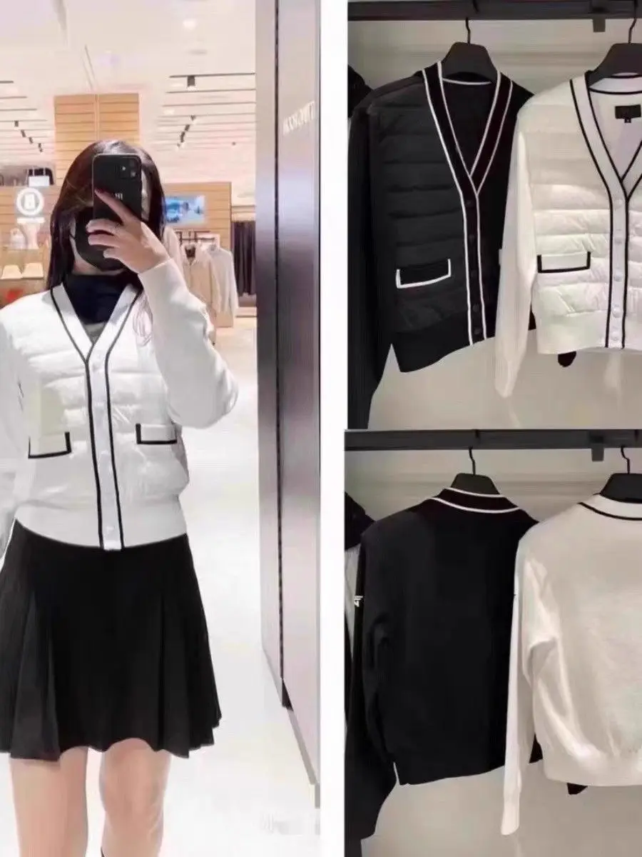 2026 Ladies Warm Golf Down Jacket Black White Color Block Autumn Winter Outdoor Casual Outerwear For Female Golf Sports