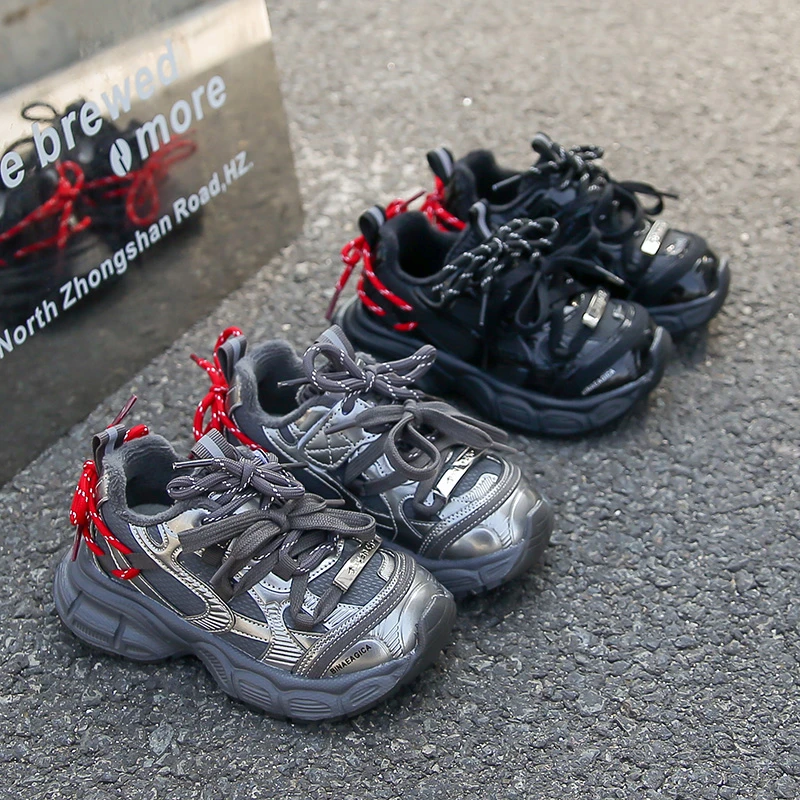 أحذية رياضية للأطفال من جلد الغزال لخريف وشتاء، أنماط جديدة للأولاد والبنات، أحذية أبي قطنية، أحذية رياضية للأطفال