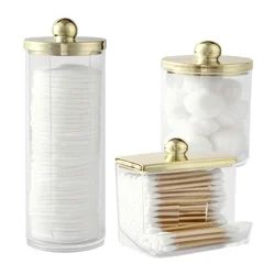 3 Pcs Qtip Holder Dispensers Storage Box Bathroom Organizers Containers for Cotton Ball/Cotton Swab/Cotton Round Pads