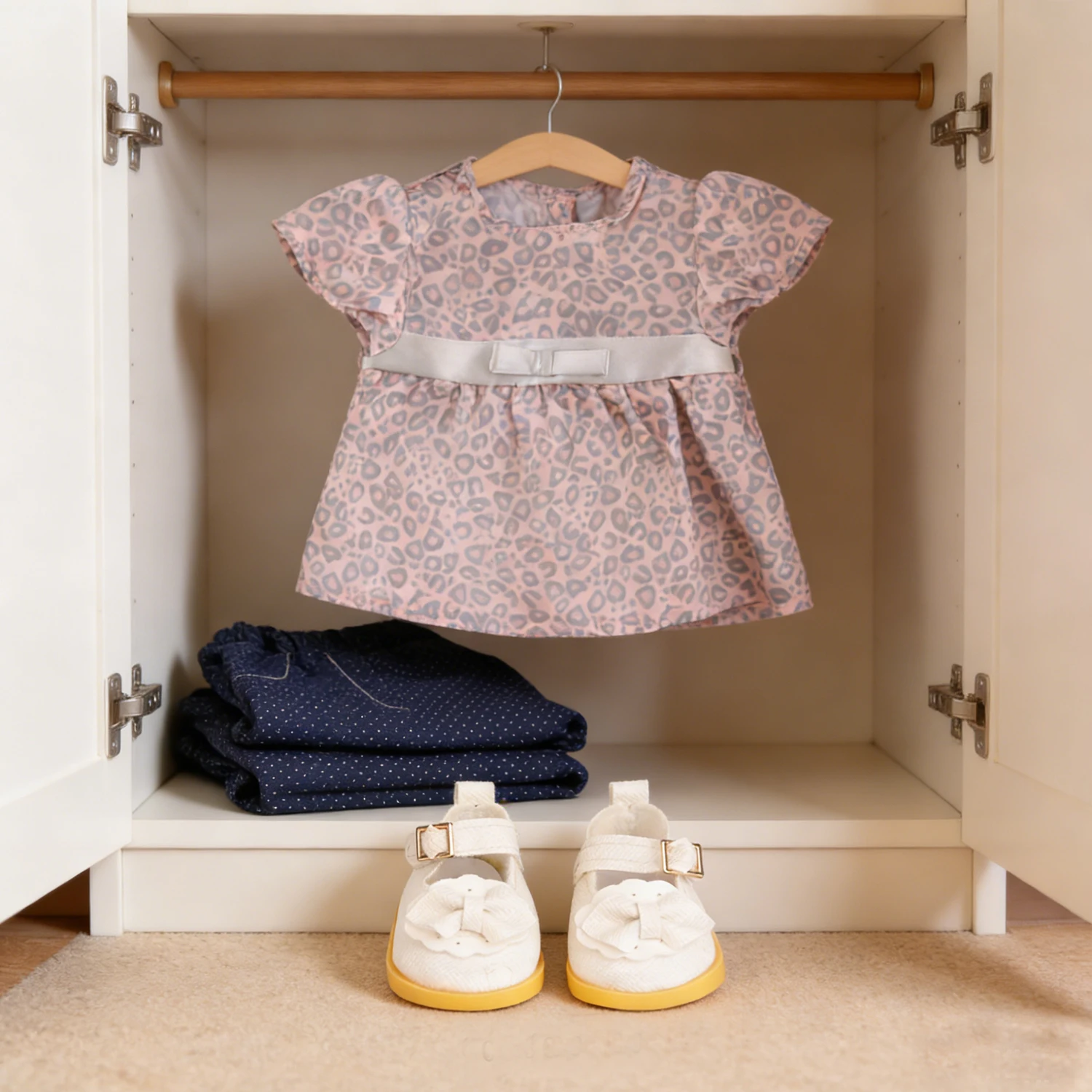 

14-дюймовая футболка с леопардовым принтом + джинсовый комплект одежды для американской куклы, одежда для куклы 30-35 см, хлопковая кукла Нэнси Лизы