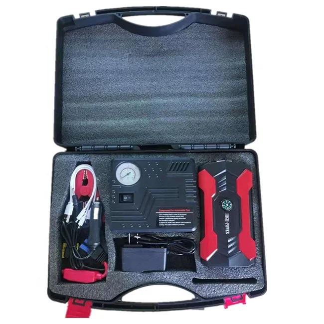 Factory Direct Sale Lcd Display Dual USB Car Starter Jumper Powerbank 12v 12000 Mah Jump Starter And Tyre Compressor