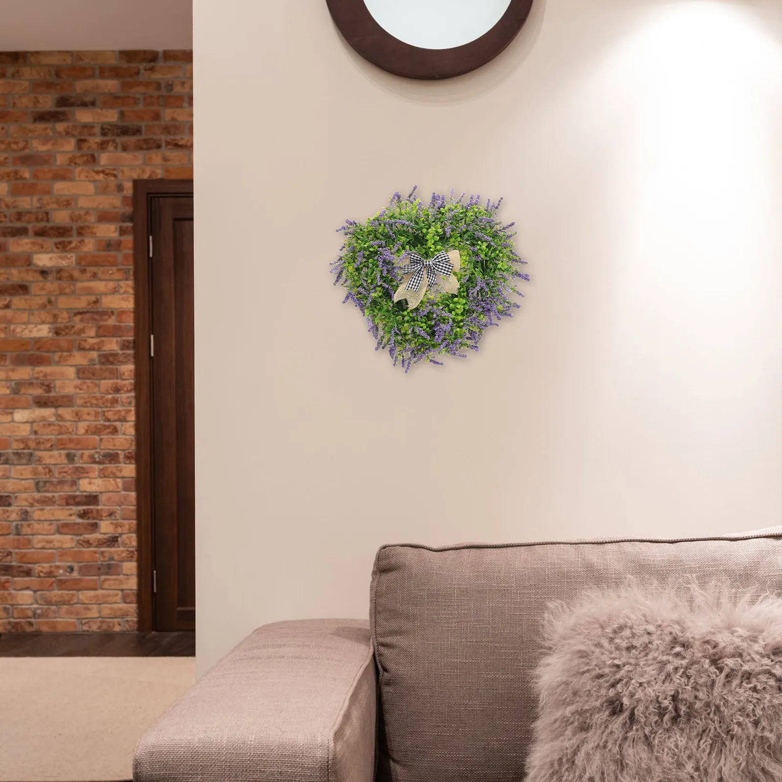 

Искусственный венок из лаванды в форме сердца, реалистичный, фиолетовый, для украшения дверей, свадеб, вечеринок и дома