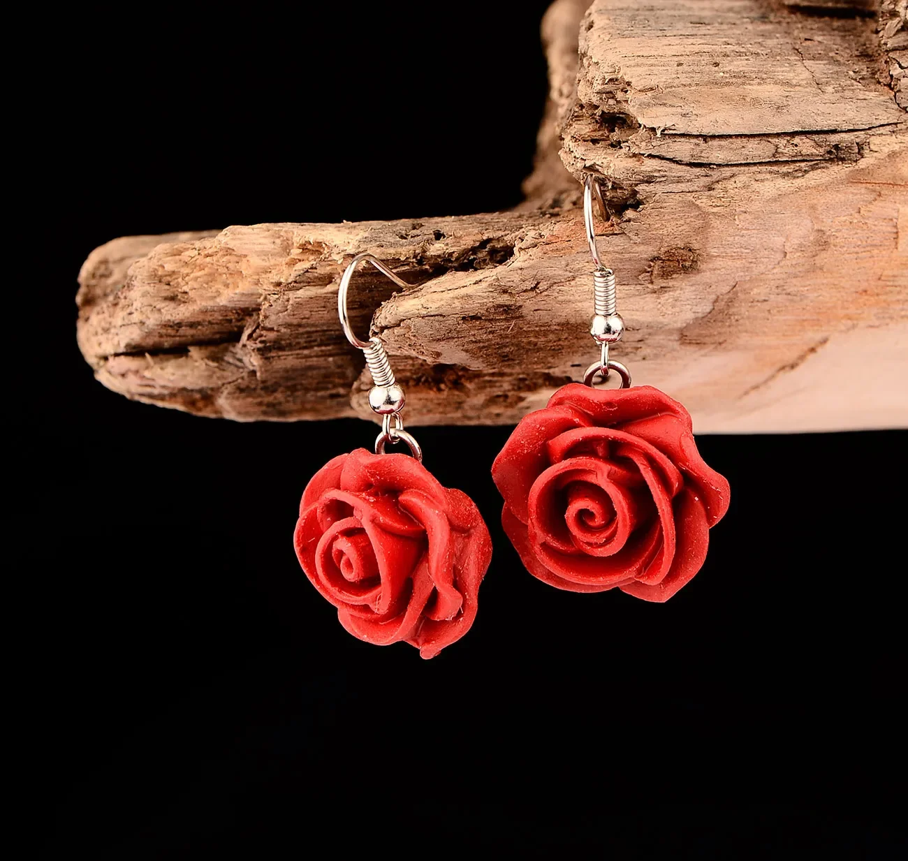 925 Silver Fashion Retro Cinnabar Rose Earrings Handmade DIY Jewellery Accessories  Lucky Amulet Gifts Her Woman New