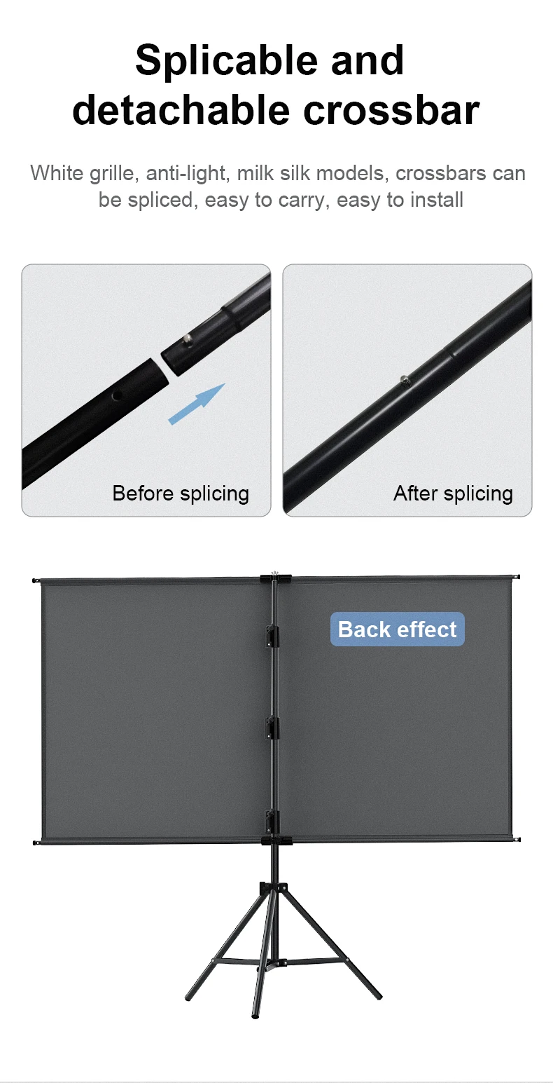 LEJIADA Neue Einzelhalterung Wandmontage 2-in-1 Projektorleinwand Outdoor Heim Tragbar Faltbar Bohrfrei 60/84/100/120 Zoll – Detail 5