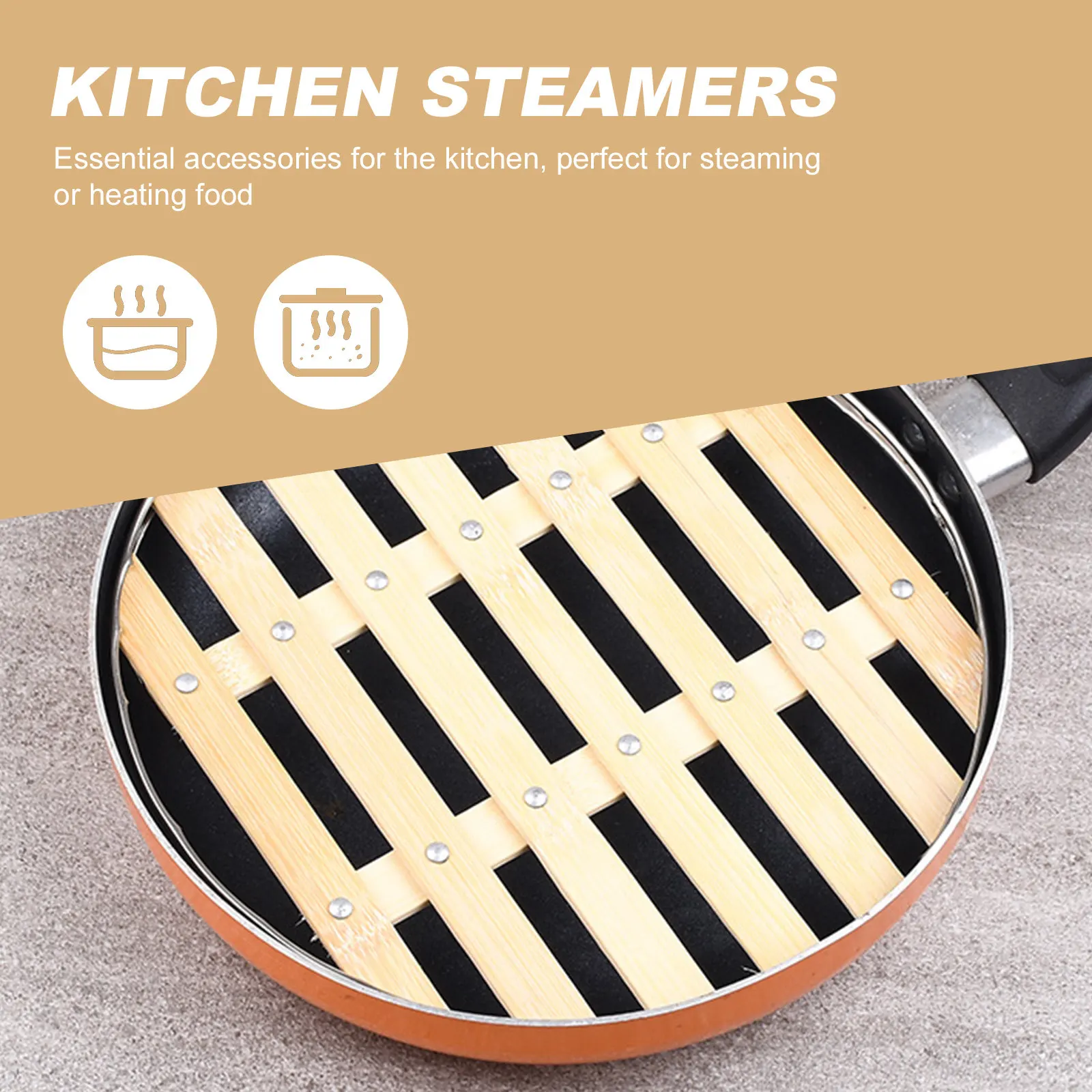 Bamboo Steamer Basket 2pcs Round Multi-Functional Food Steaming Container for Wok Pot Healthy Diet Vitamin Retention
