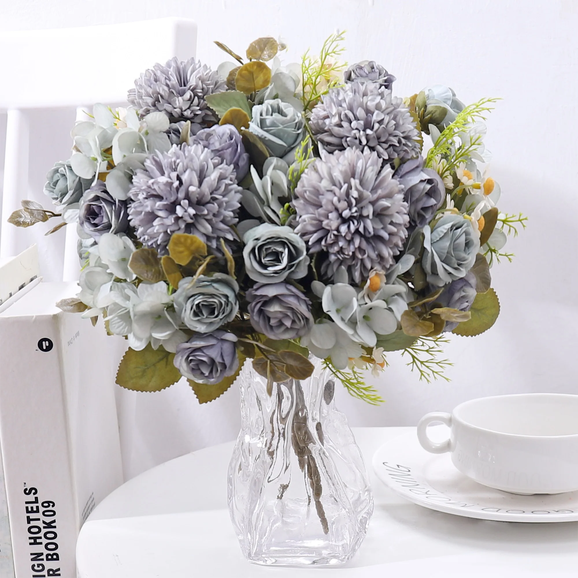 7 شوكة البابونج الزهور الاصطناعية الخريف الورد الحرير باقة للمنزل طاولة الزفاف عيد الحب اكسسوارات الديكور هدية