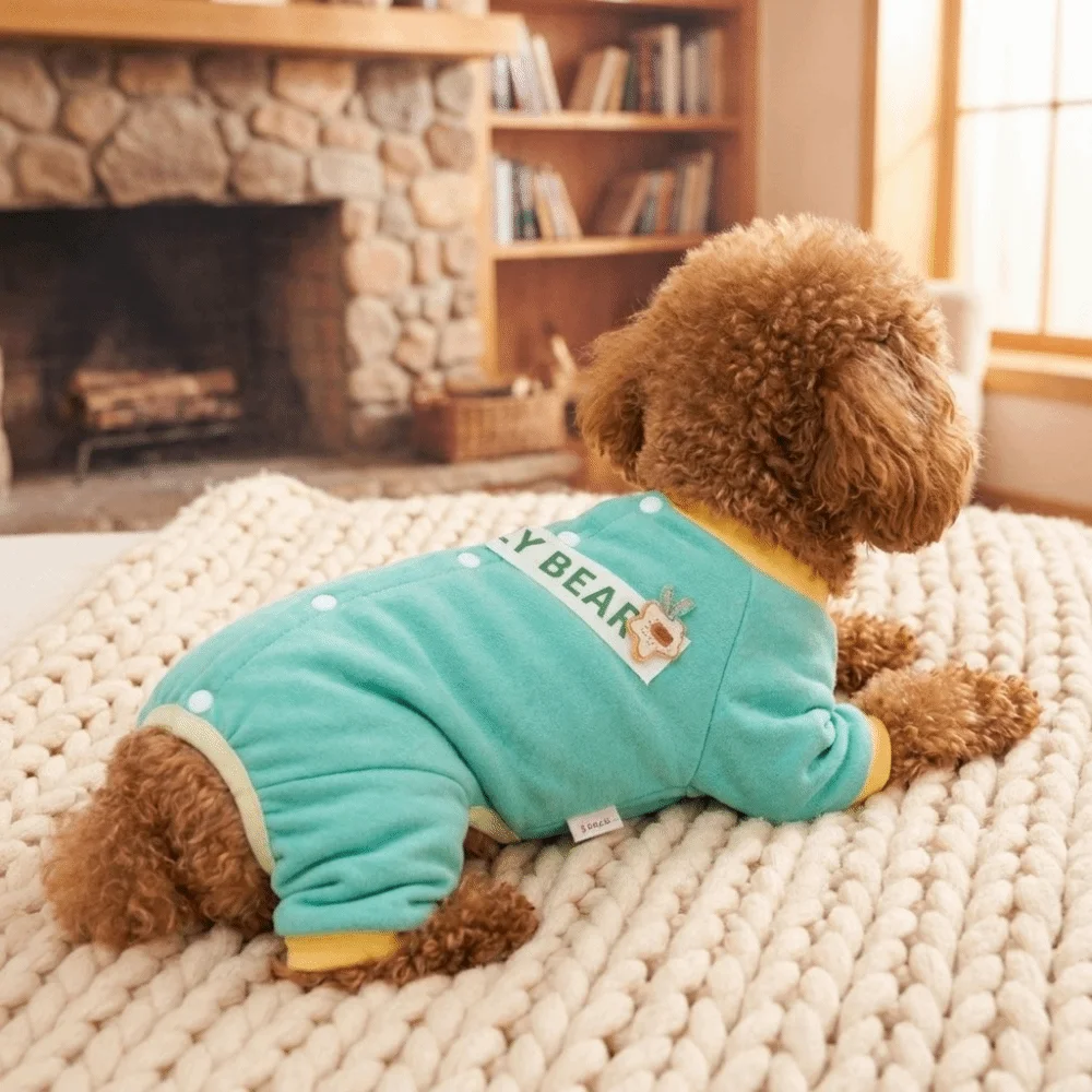 Pet Sleepwear Elastic Dog Four-Legged Clothes Long Sleeves Soft Dog Recovery Suit Warm Anti-licking Pet Belly Cover Home Wear