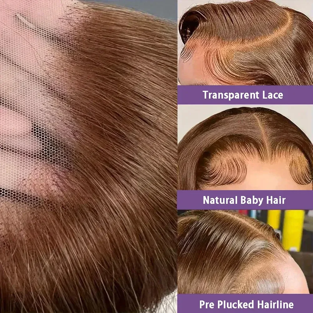 10 12 Inch Chocolate Brown Bob Wig 13x4 HD Lace Frontal Wigs Real Human Hair Brazilian Brown Colored Transparent Lace Front Wigs image 2