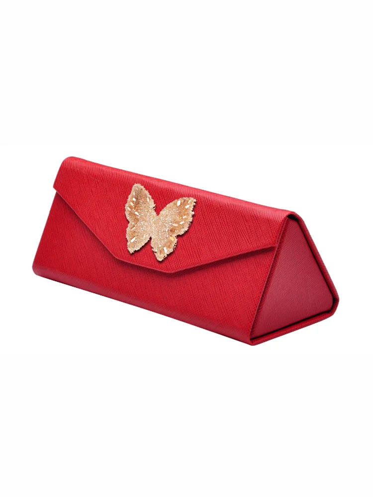 

Triangle Fold Eyewear Cases PU Material for Everyday Use - Sleek Two-Leaf Decor