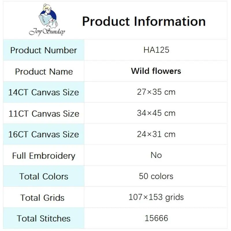 Joy Sunday Wildflower zestaw do haftu krzyżykowego DIY wzory kwiatowe Aida 14ct 16ct 11ct liczba tkanina z nadrukiem igła nici zestaw do haftu