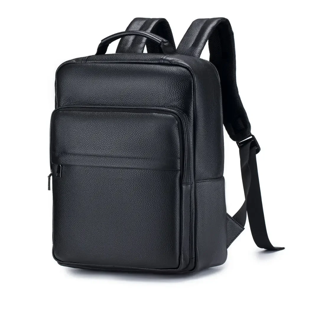 2024 New Brand Genuine Leather Men Backpacks Fashion Real Natural Leather Student Backpack Boy Luxury Computer Laptop Bag