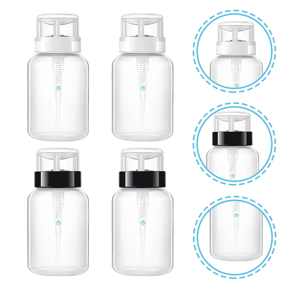 4Pcs Nail Polish Remover Bottles Pressing Liquid Dispensers 200ml No Press Sturdy Leakproof Travel Makeup Toner