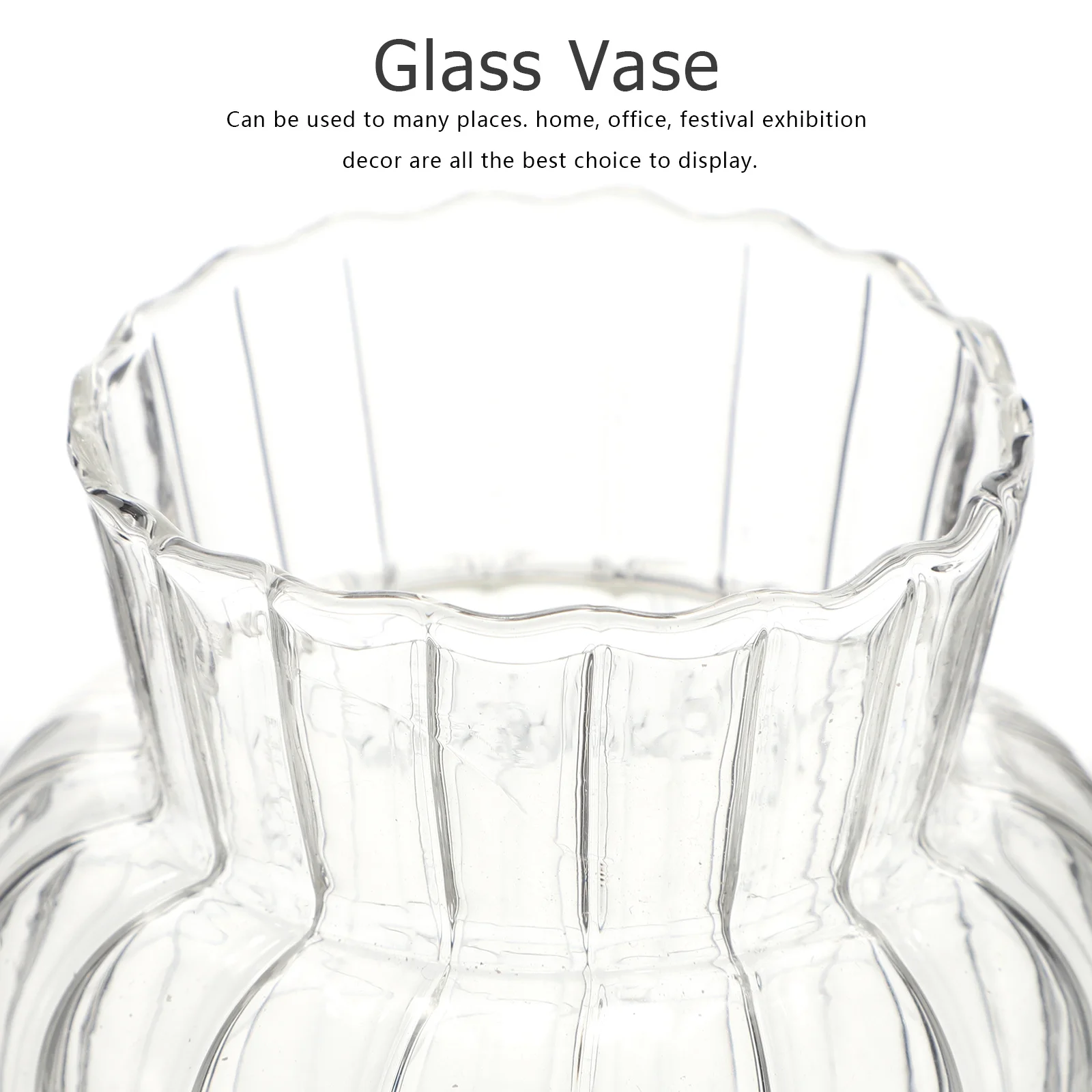 

Striped Glass Decorative Vase Vessel Hydroponic Planter Ideal for Home Office Balcony Tabletop Ornament