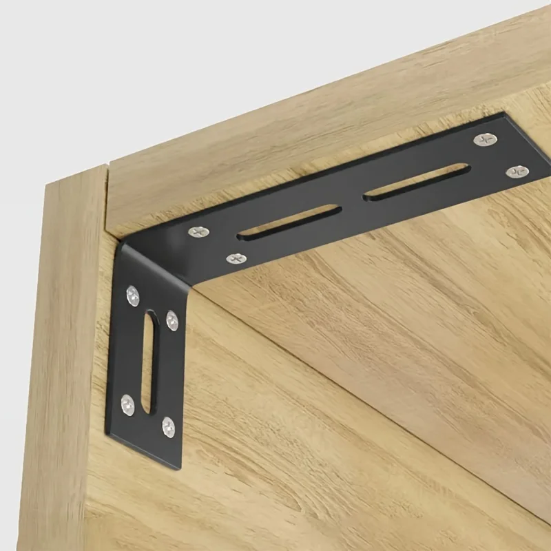2Pcs Adjustable Slotted L Brackets, Black L Shaped Bracket, 90 Degree Joint Right Angle Corner Brace for Fixing Wood Furniture