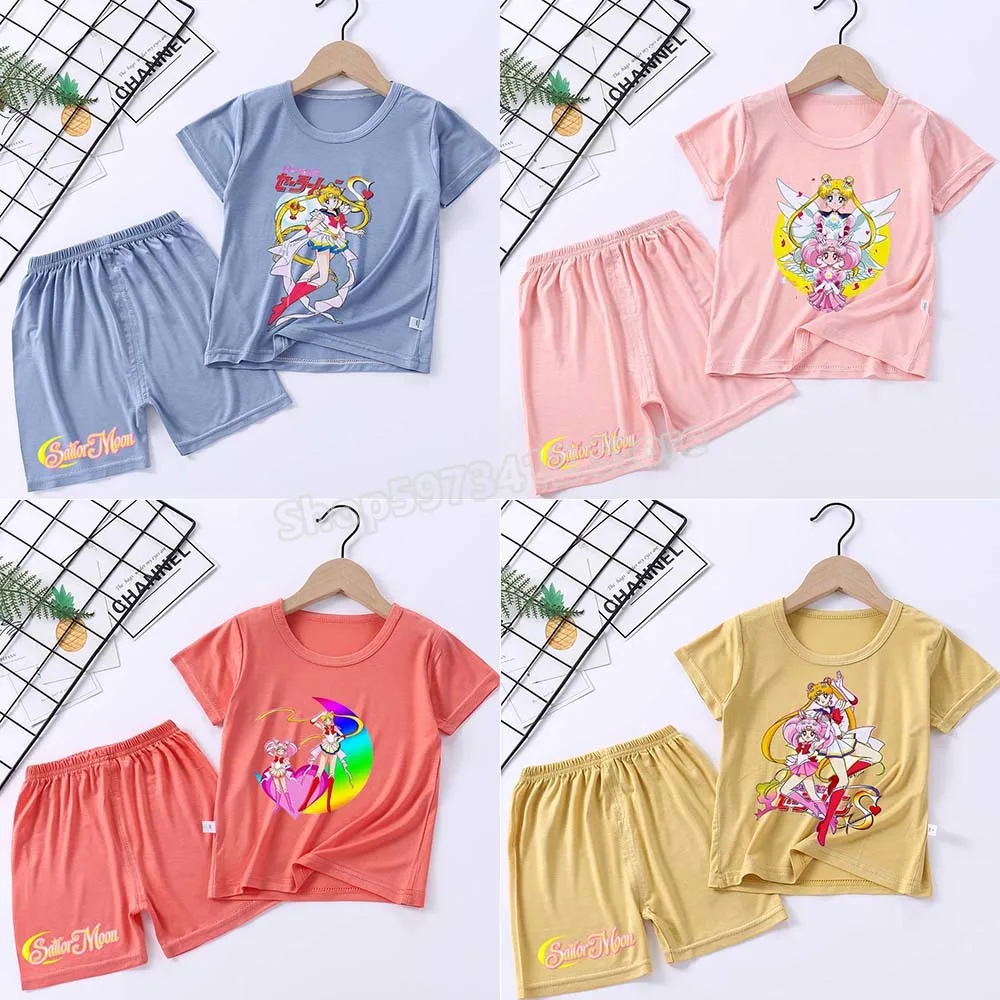 Sailor Moon Pajamas for Kids Girls Clothes Sleepwear Set Children\'s Clothing Cartoon Anime Print Shirt Pants Pajama Xmas Gift