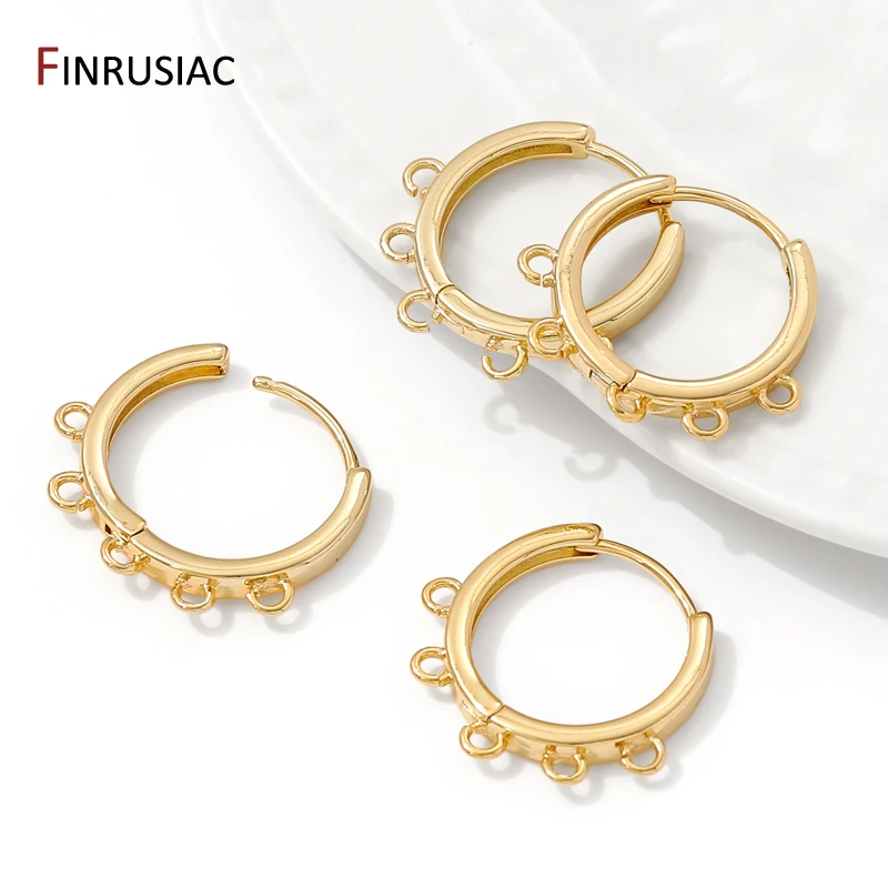 Trendy 14K Gold Plated Brass French Hoop Earring Clasps with 3 and 5 Open Rings For DIY Dangle Earrings Making Supplies image 5