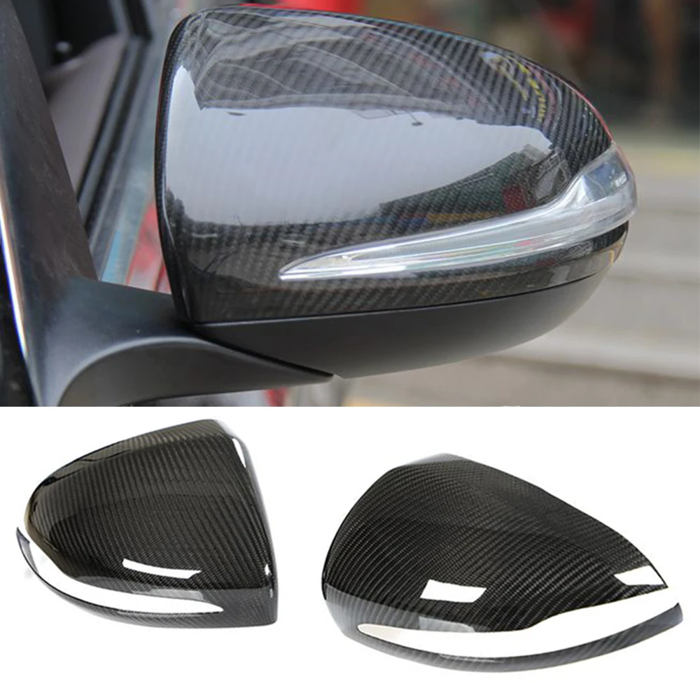 Dry Carbon Fiber Rearview Mirror Cover Cap For Mercedes-Benz W205 2015-2019 Add On Side Mirror Covers Caps RHD