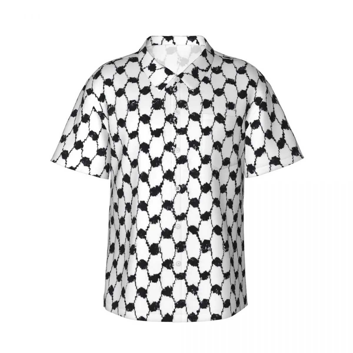 

Летняя рубашка с палестинским символом Keffiyeh, черно-белые повседневные рубашки с коротким рукавом, удобные элегантные блузки большого размера