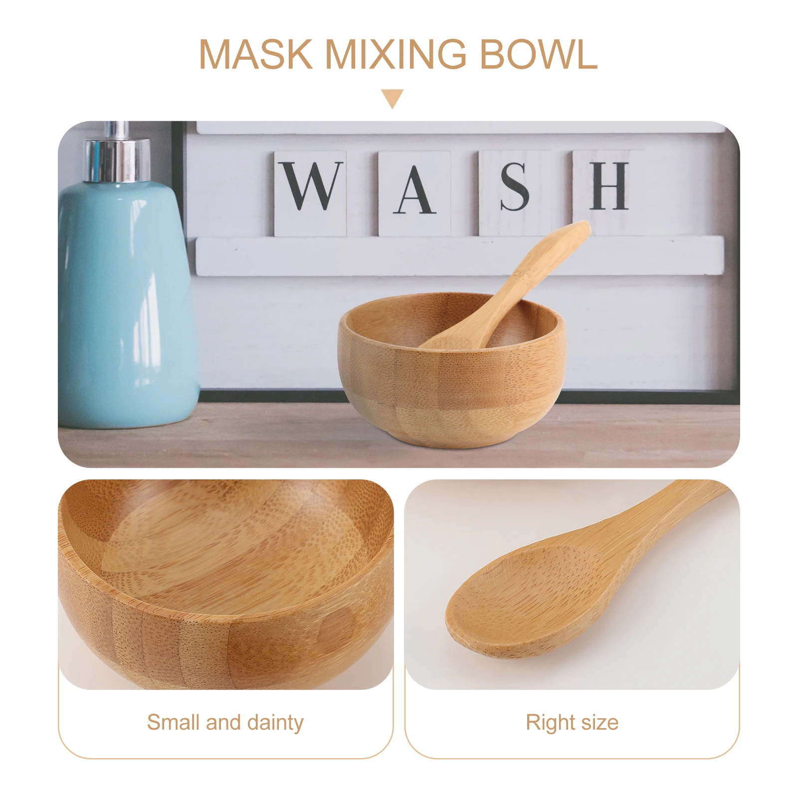 

Eco friendly Bamboo Mixing Bowl Spoon for DIY Mask Kit Stirring Beauty Tool Hairdressing Use Kitchen Bar Accessories