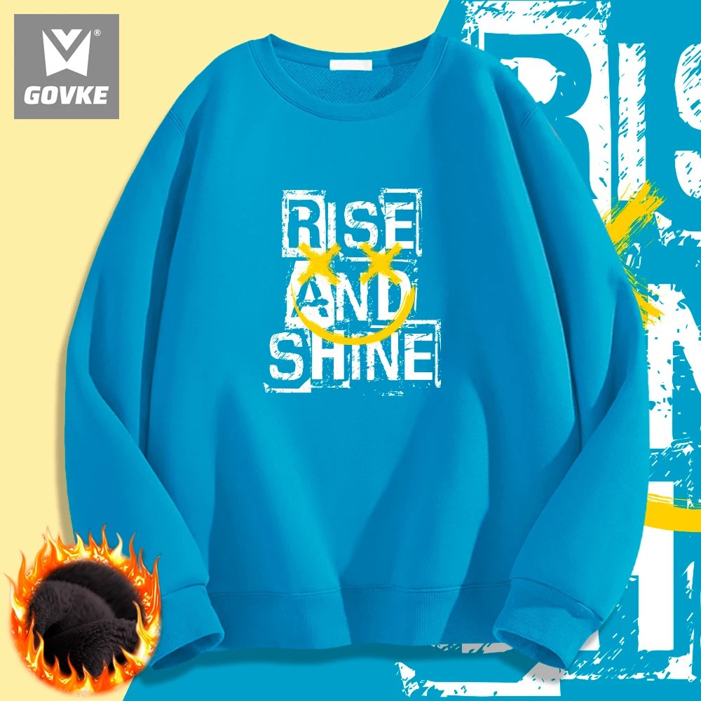 Smiling Face Rse and Shine Street Cool Skateboarding A New Autumn and Winter Collection Hoodless Hoodie Man Clothes Thick