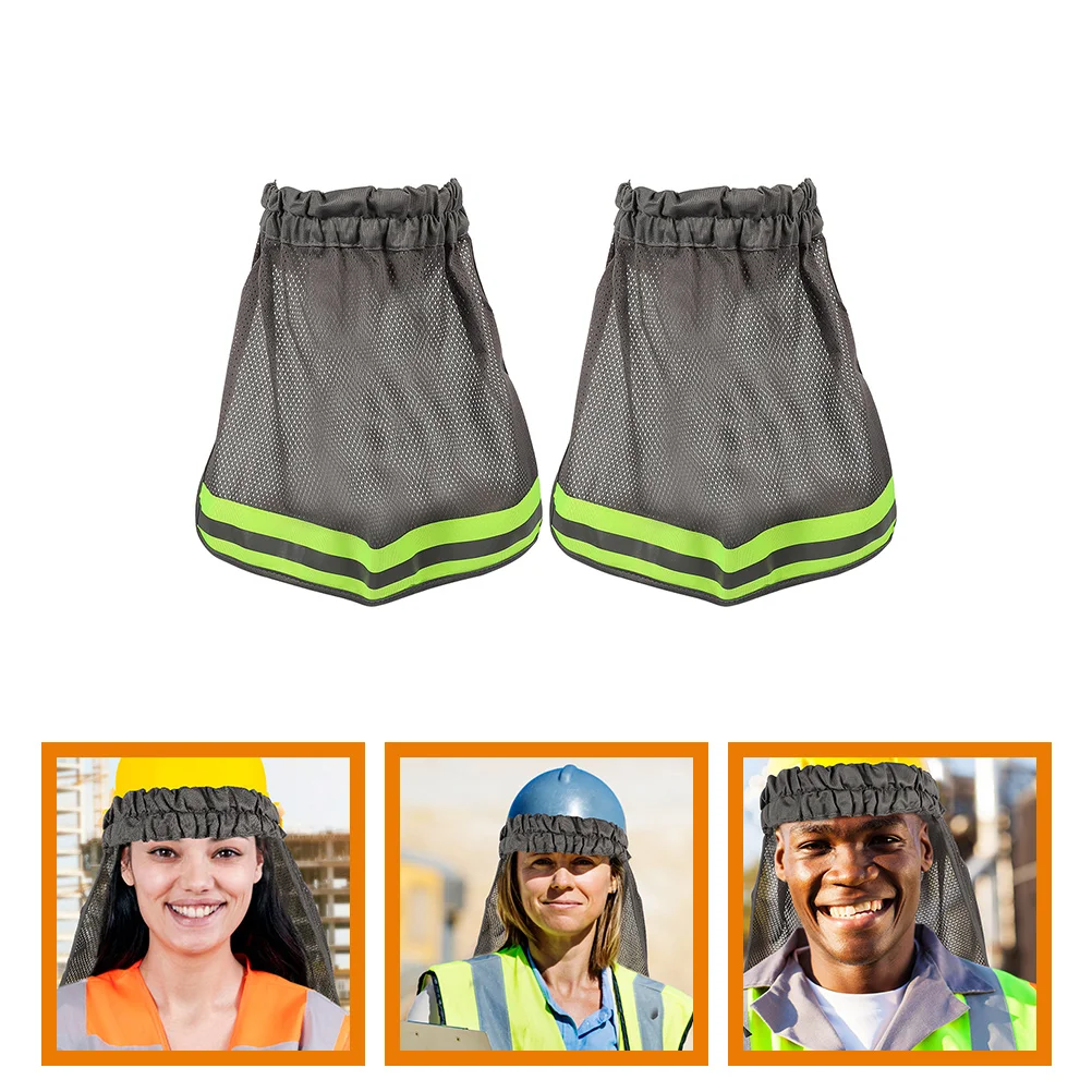 2Pcs Mesh Reflective Hard Hat Cover Grey Sun Protection Foldable Neck Shade Safety Accessories Lightweight Breathable