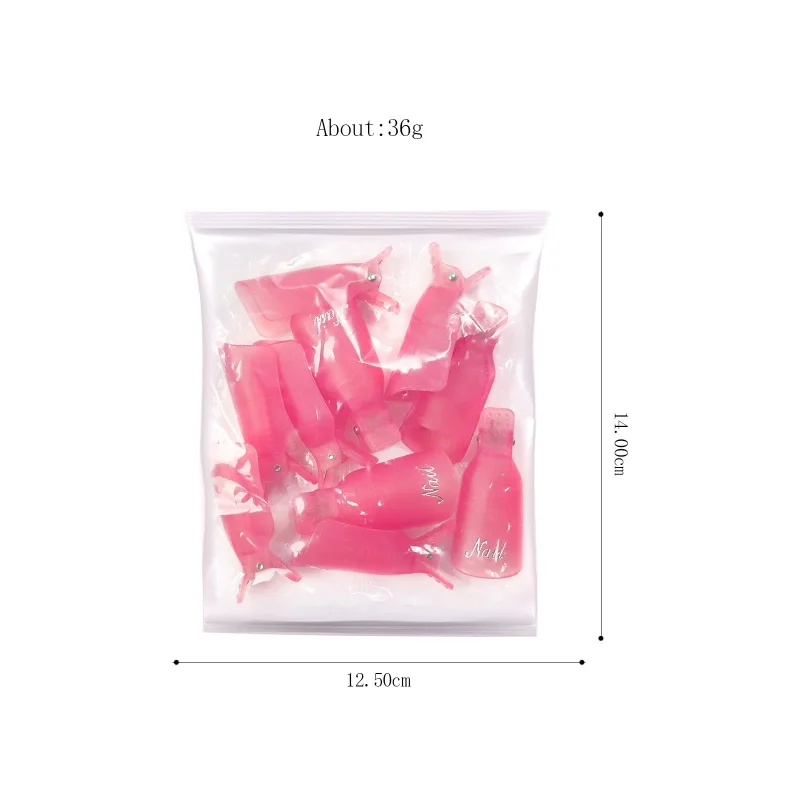 10pcs/bag Nail Acrylic Removal Clip for Remove UV LED Gel Polish Purple Pink Manicure Tools Nail Supplies for Professionals