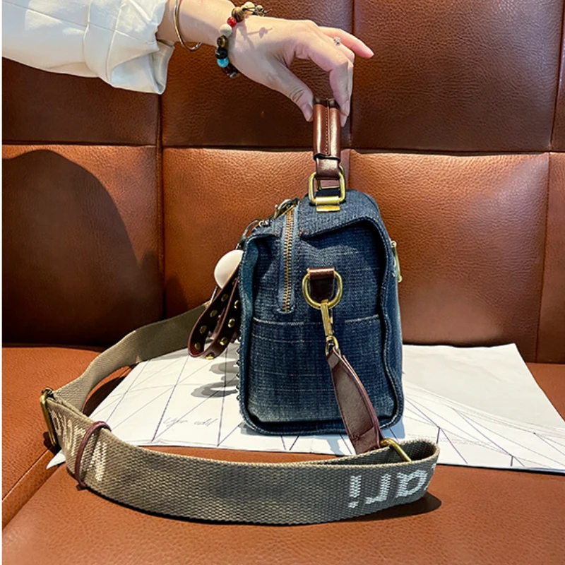 Retro High-end Fashion Denim Handbag for Women 2024 New Casual Pillow Shoulder Bag for Mothers One Shoulder Crossbody Bag