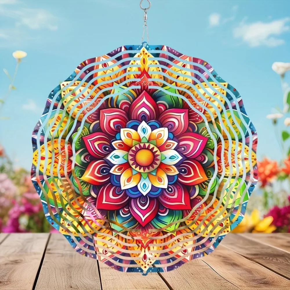Mumokas 3D Kinetischer Windspinner aus Edelstahl, Blühende Blumen-Metallkunst, Gartendekoration für Draußen
