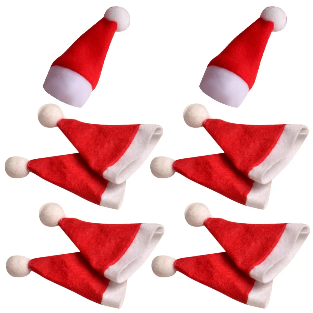 

10pcs Christmas Hat Lollipop Hats Diy Mini Candy Package Decor Santa Claus Party Accessories Reusable Holiday Ornament