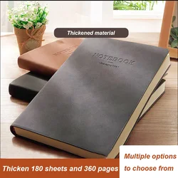 A5 Fake Leather Notebook 180 Sheets/360 Pages/Book,Horizontal Line Pages Waterproof Cover,Office Study Notes Supplies