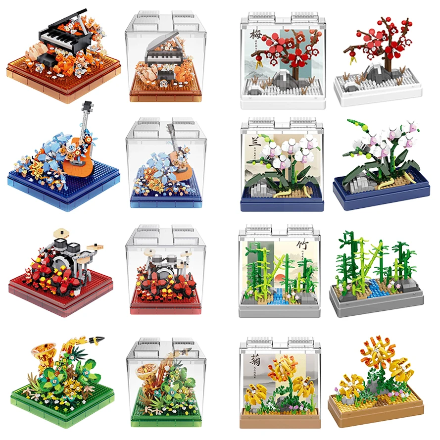 

Miniature Landscaping Flower Series Building Blocks - DIY Micro Plant Assembly Kit MOC Botanical Ornament