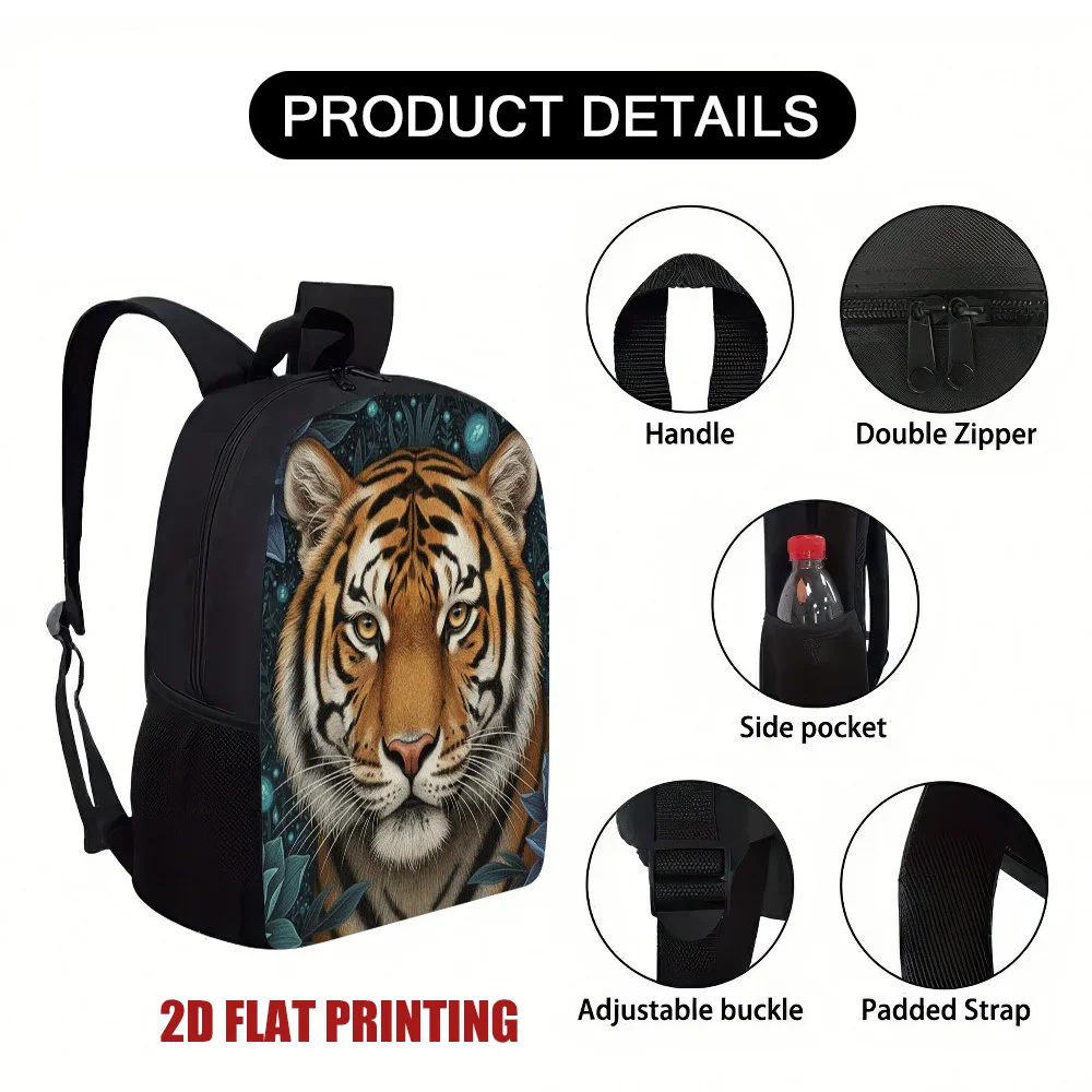 

1 Majestic Tiger Print Floral Backpack - Lightweight Tiger Print Zipper Closure, Stylish Tiger Print Design, Suitable for Travel