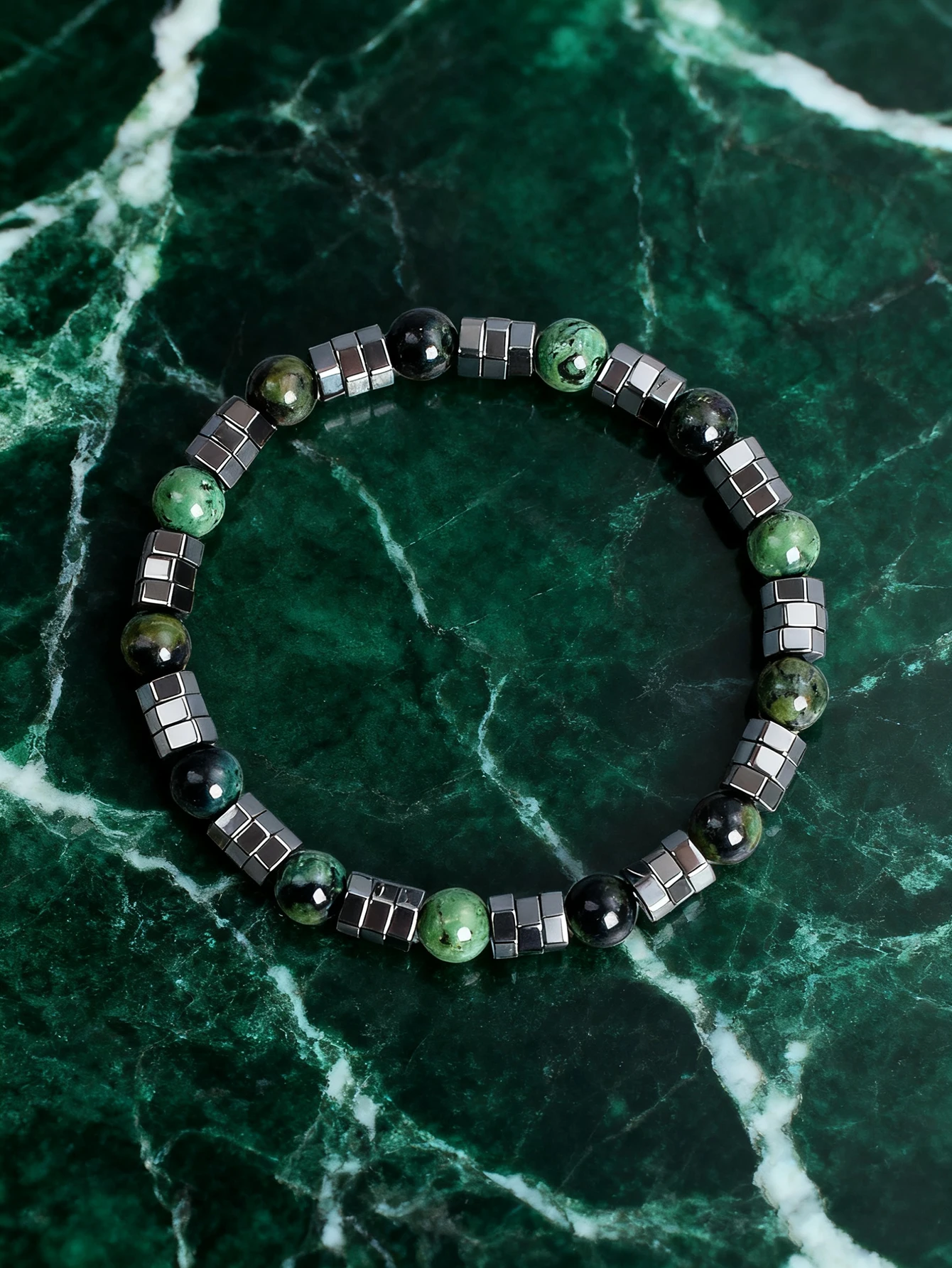 

Geometric Irregular Hematite Polar Jade Beads Bracelet Natural Stone Bracelet For Strength Confidence Vigour Balance Jewelry New