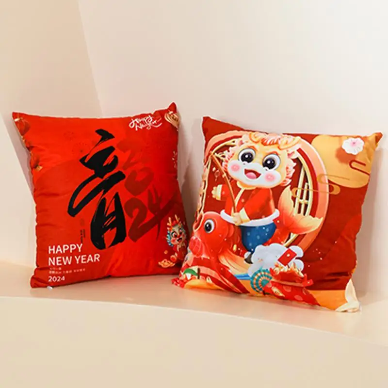 Chinese New Year Dragon Pillow Zodiac Lunar New Year Plush Cushion Pillow Stuffed Animal Toy For Bedroom Living Room Kid's Room