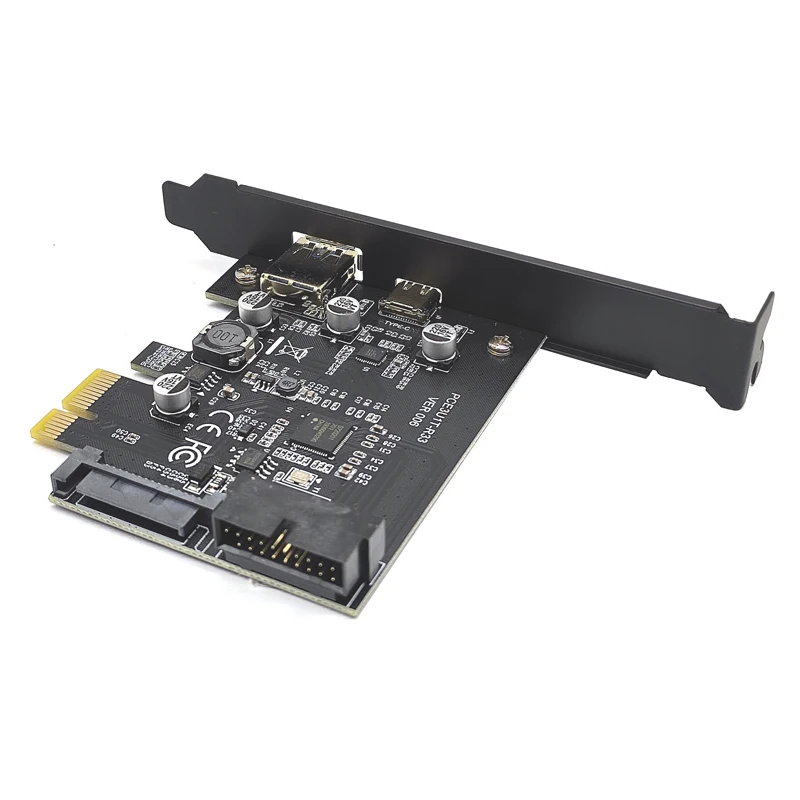 USB 3.1 PCI Express بطاقة محول USB3.1 نوع C 19pin 19 دبوس الجبهة USB 3.0 PCI-E تحكم USB3 PCIE X1 محول بطاقة التوسع