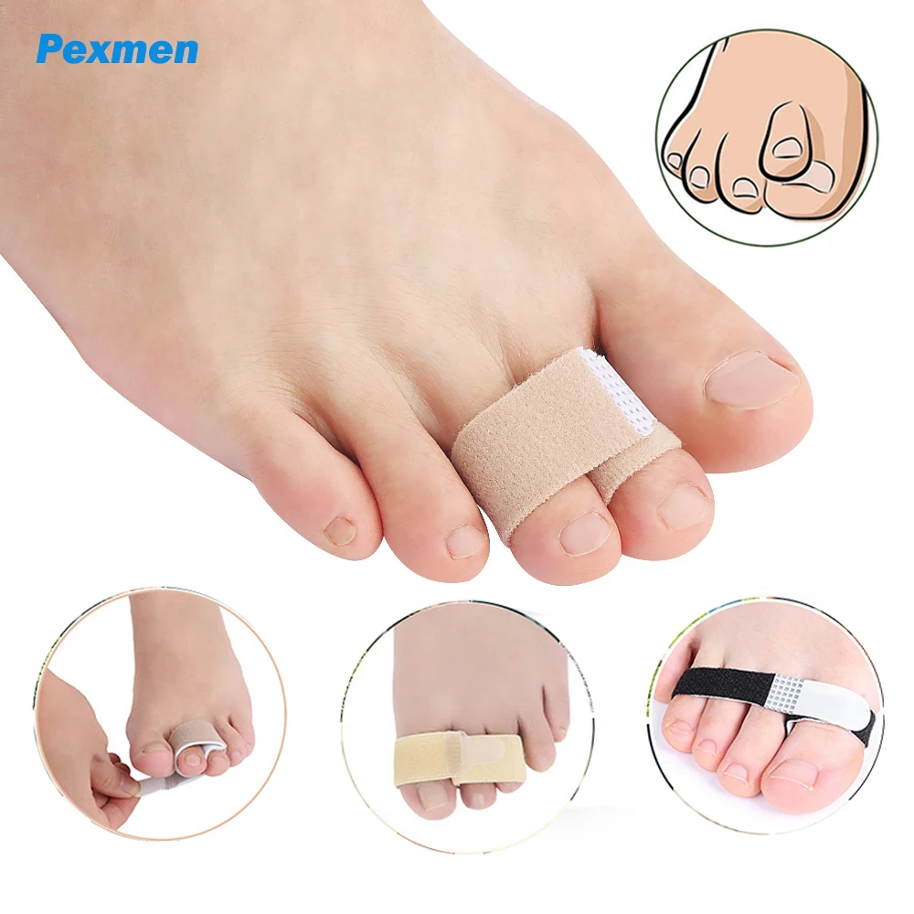 Pexmen 1/2Pcs Hammer Toe Straightener for Bunion Splints Toe Cushioned Bandages for Bent Curled Broken Crooked Toes