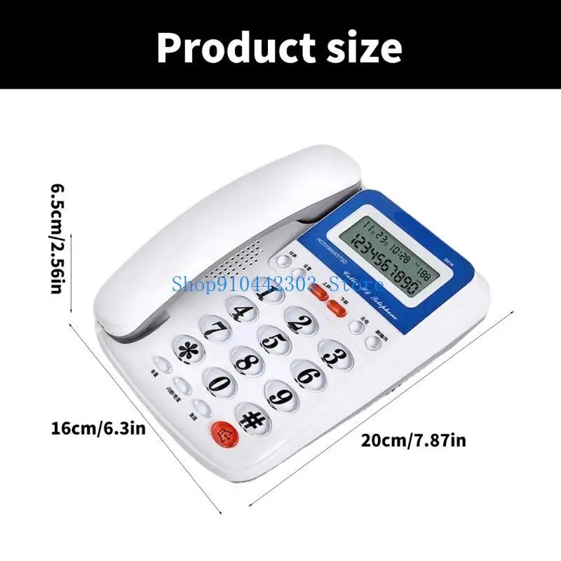 L4MD Office Desk Phone with Large Buttons Home Landline Telephone with Music on Hold
