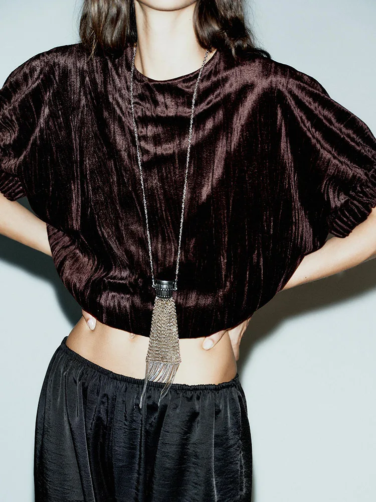 Inverno 2025 novo feminino ort sve redondo ne balão sle topo ele sweetn faionable traje de palco étnico