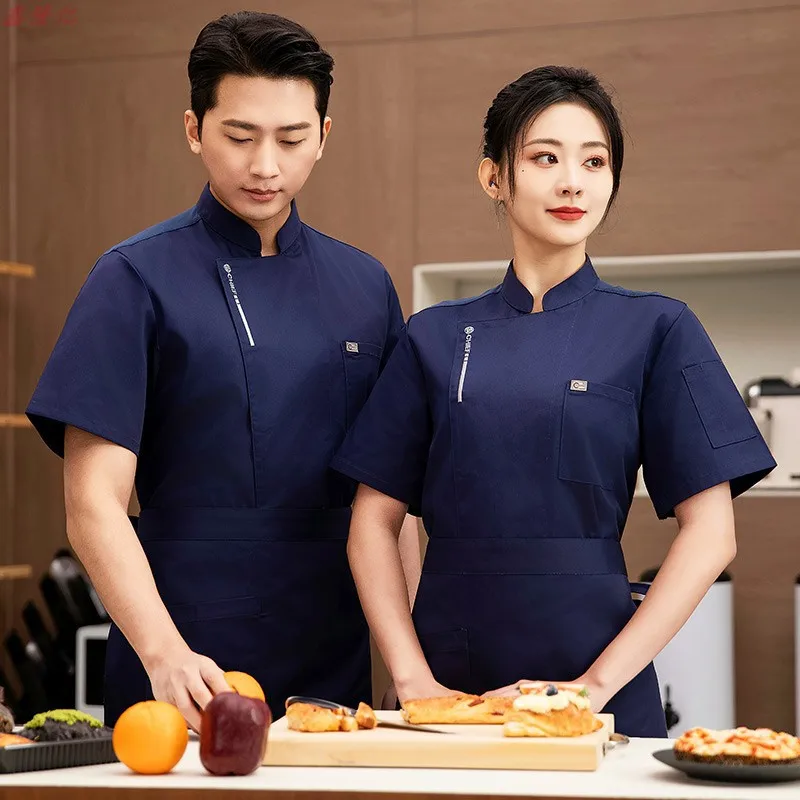 夏薄型通気性メッシュ半袖シェフジャケットケータリングホテルレストラン食堂ペストリーパン屋作業服キッチン服