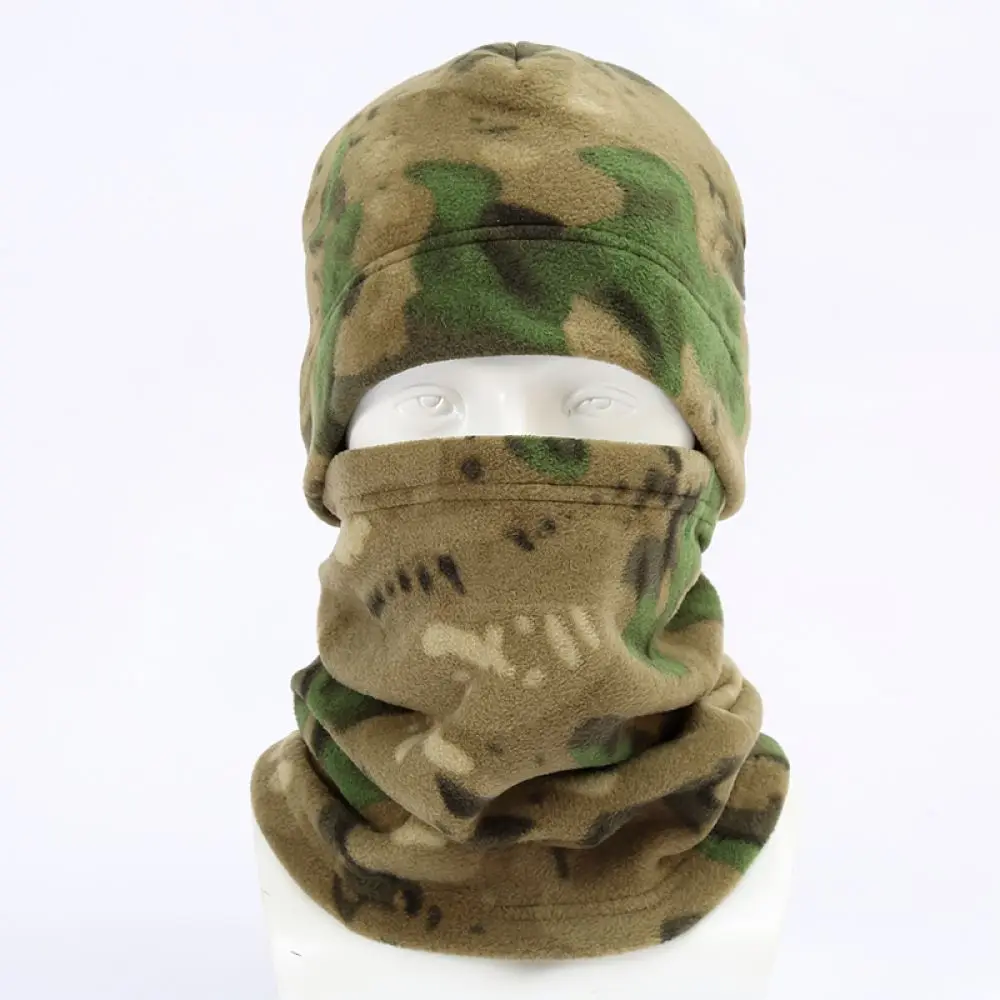 Outdoor Camouflage Fleece Hat Windproof Winter Thermal Balaclava Cycling Hiking Skiing Tactical Face Guard Neck Warmer