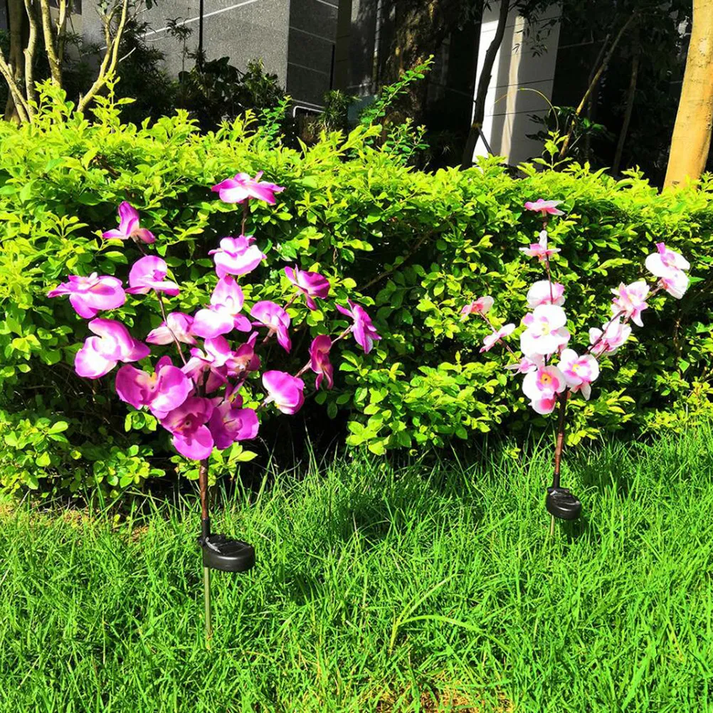 

2pcs Solar Orchid Light Outdoor Garden Stake Lighting For Walkway Backyard Lawn Yard Park Decor Solar Garden Lights Pink