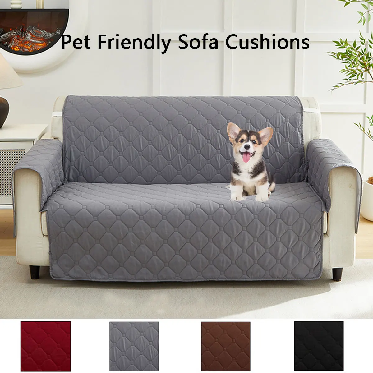 

Эластичная накладка на диван (1 шт.) для гостиной, однотонная, нескользящая, для защиты дивана от домашних животных, для 1/2/3-местных диванов, серая, для домашнего декора