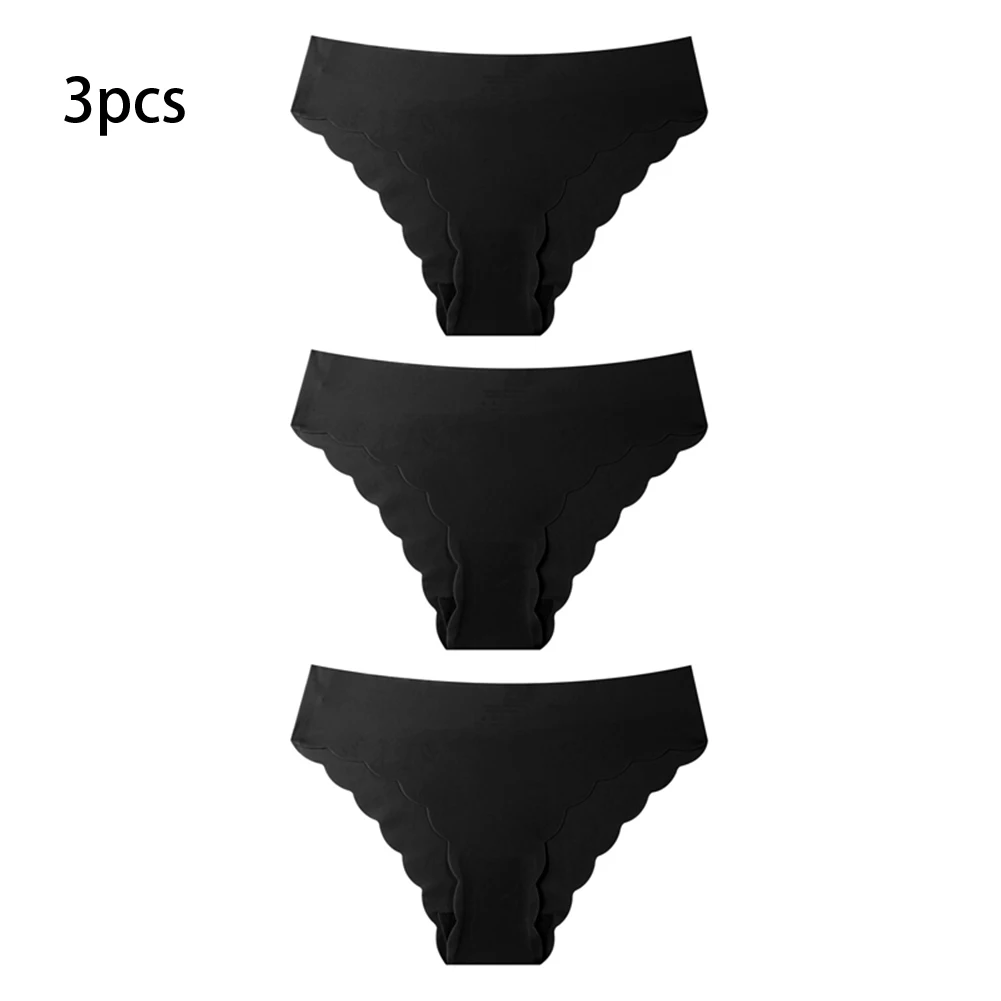 3 Pack Women's Ice Silk Seamless Low-Rise Briefs Polyester Fabric Lightweight Comfort for Vacation Cycling and Yoga